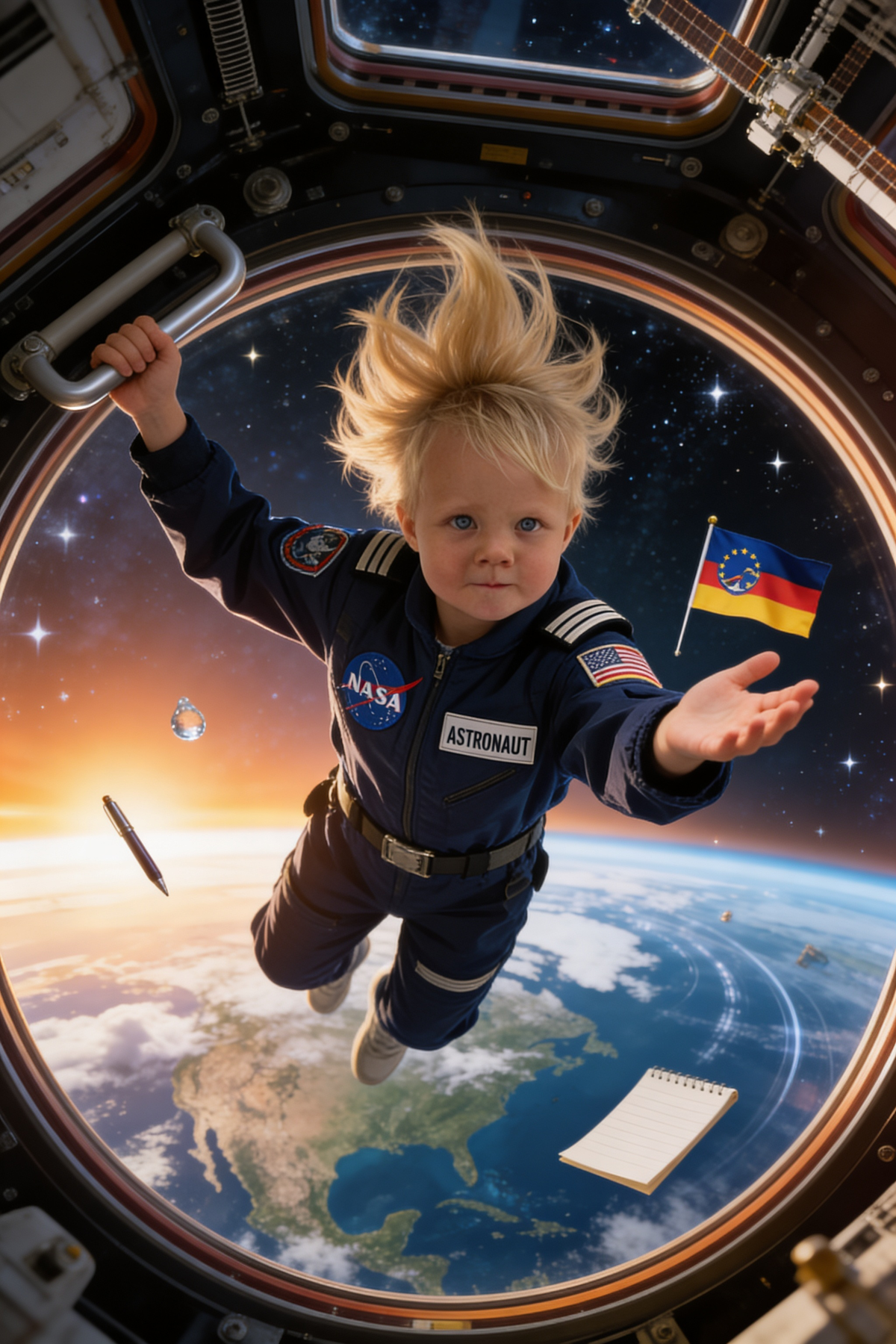 Die kleine Astronautin – Kinderportrait auf Leinwand