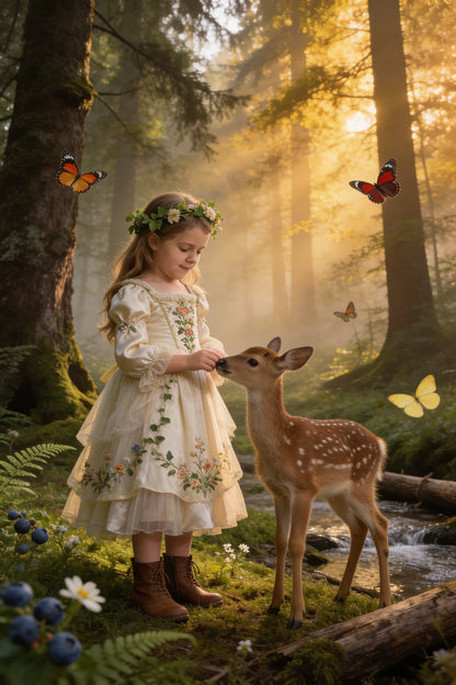 Die kleine Waldprinzessin – Kinderportrait auf Leinwand