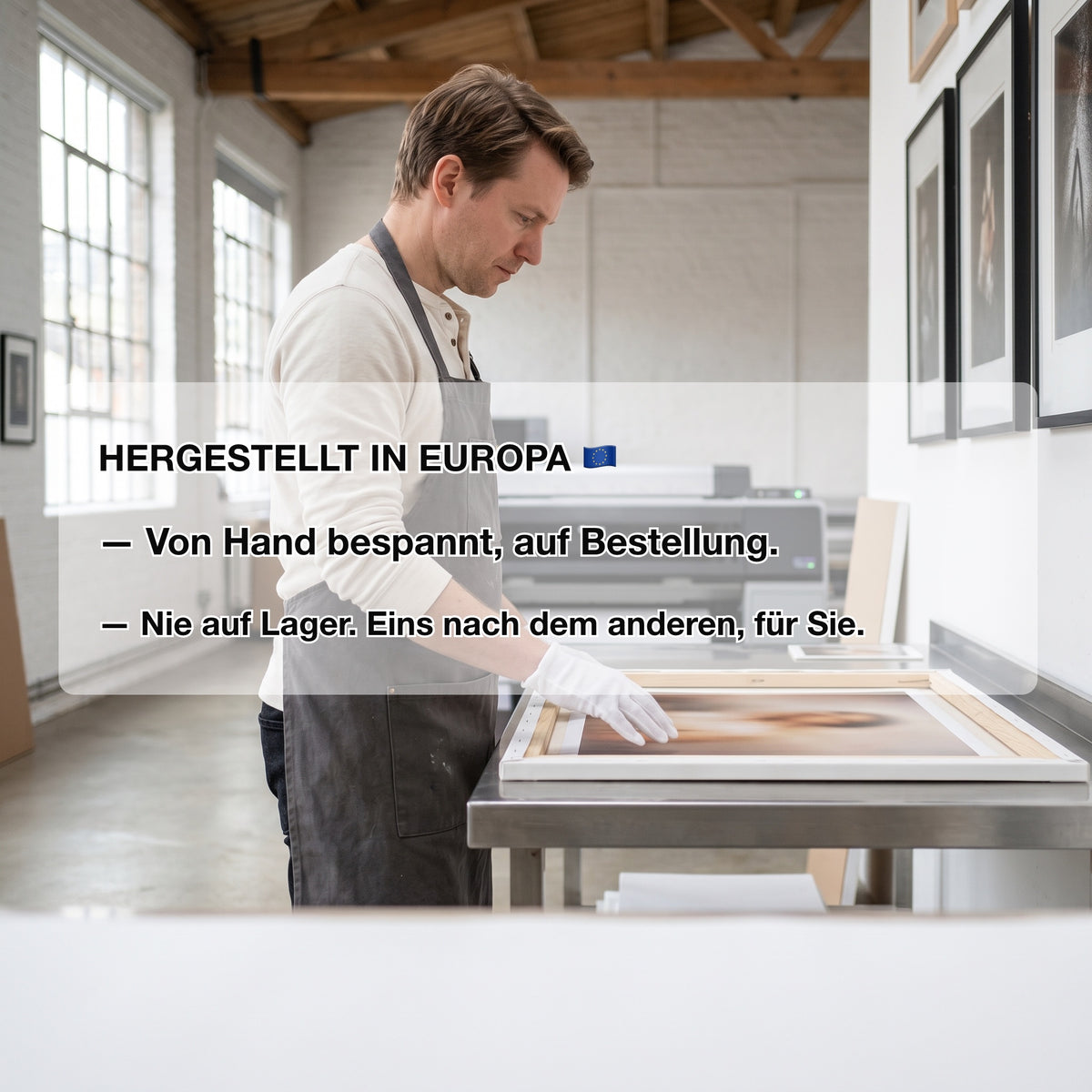 In Europa von Hand bespannt und auf Bestellung gedruckt
