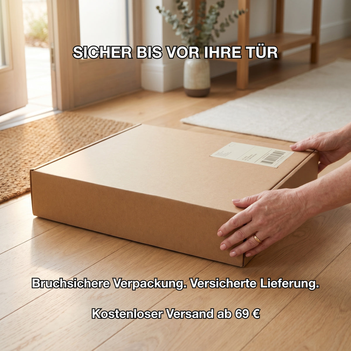 Bruchsicher verpackt, versicherte Lieferung bis vor die Haustür